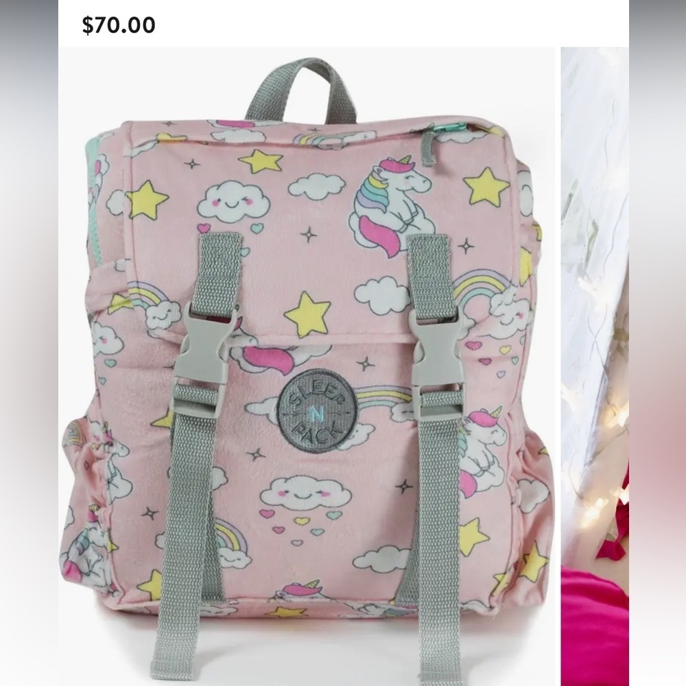 Almost new, Kids' Sleep-n-Pack Unicorn Print Sleeping Bag Backpack